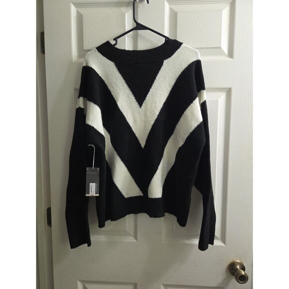 Worthington Womens Long Sleeve Black & White Chevron Soft Sweater Large Nwt - Picture 8 of 10
